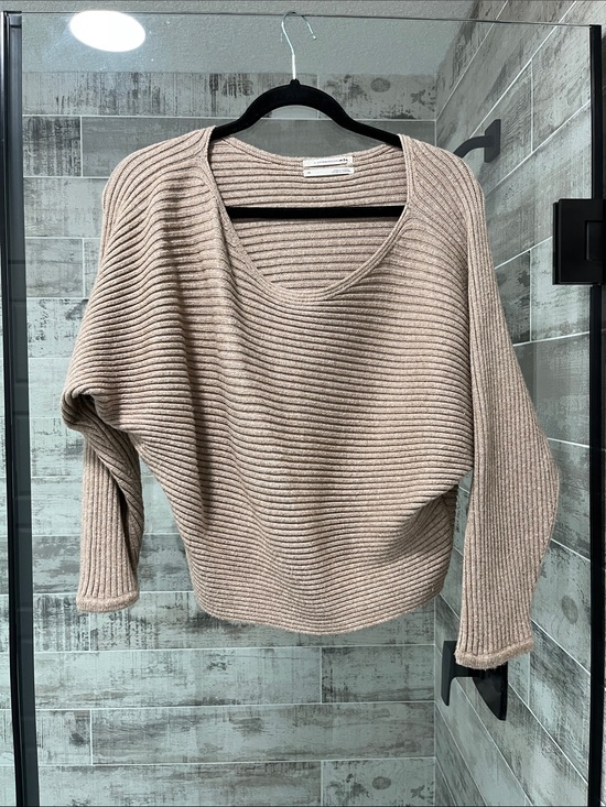 Anthropologie Sweaters - Anthropologie Ribbed Scoop-Neck Sweater in Beige-Taupe